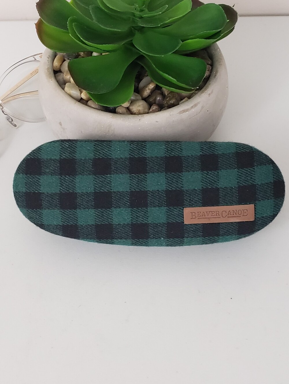 Beaver Canoe Buffalo Plaid Hard Eyeglass Case